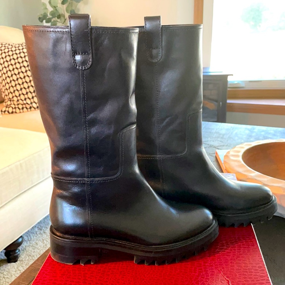 Black genuine leather boot